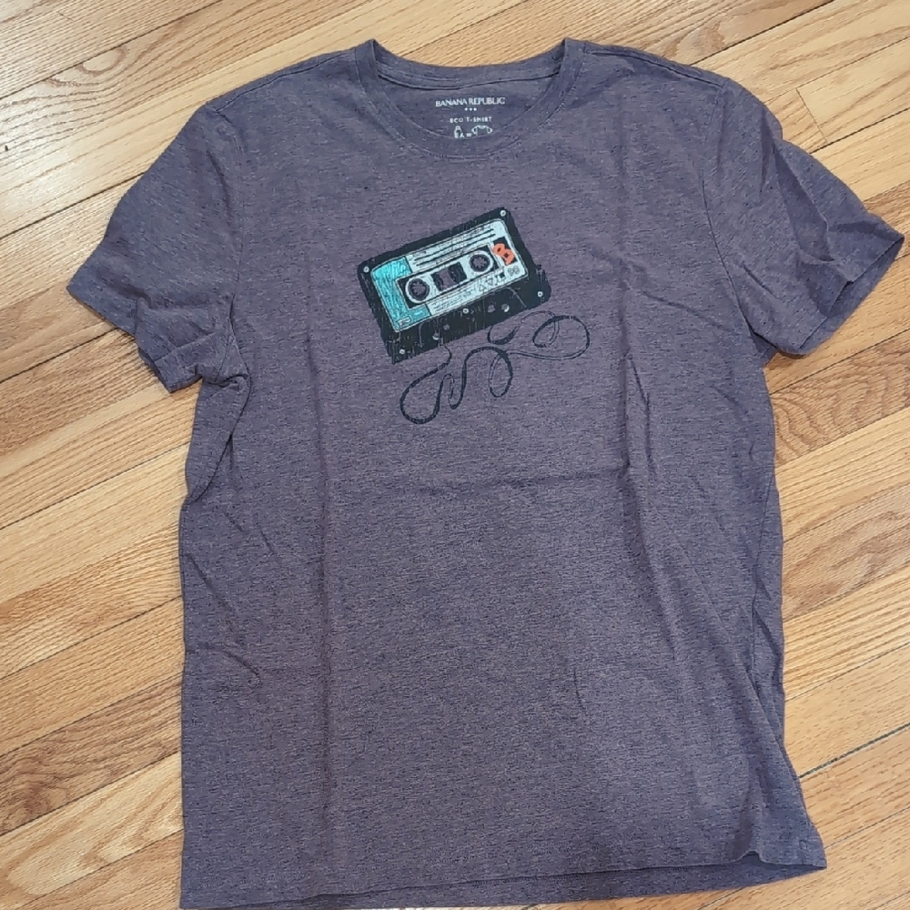 Banana Republic Heathered Purple Tee with Cassette Graphic
